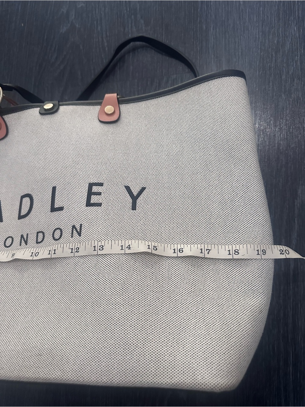 RADLEY LONDON Beige Canvas Tote with Black Trim and Tan Accent - Picture 7 of 9
